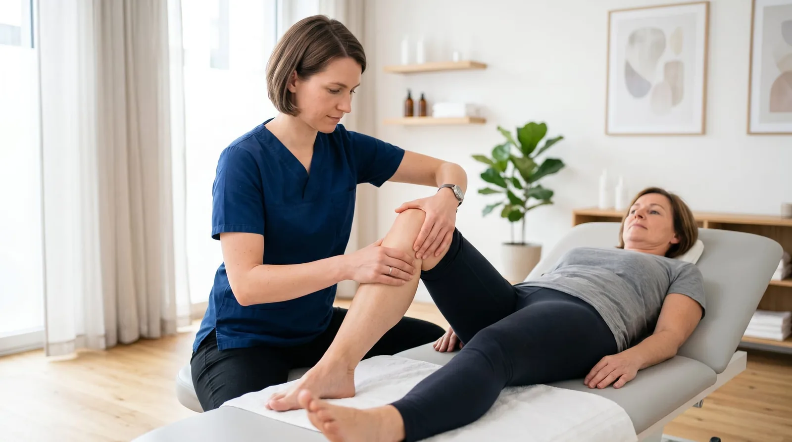 Übungen bei Bakerzyste: Sanfte Kniemobilisation in der Physiotherapie