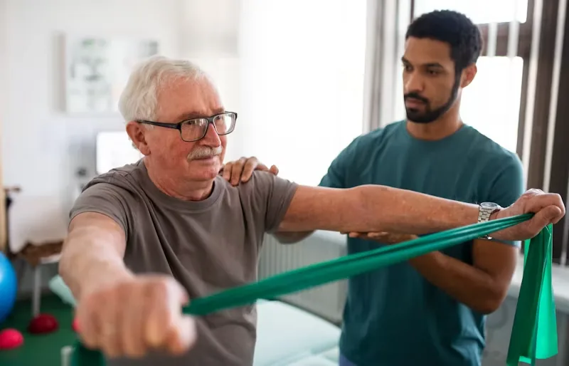 Patient receives physiotherapy for his herniated disc.