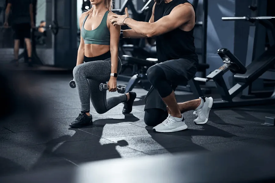 Strength training with dumbbells.
